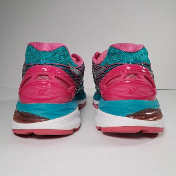 Asics Gel Nimbus 18 Women 8 Mesh Teal Silver Pink Athletic Running Sneakers - Picture 7 of 15